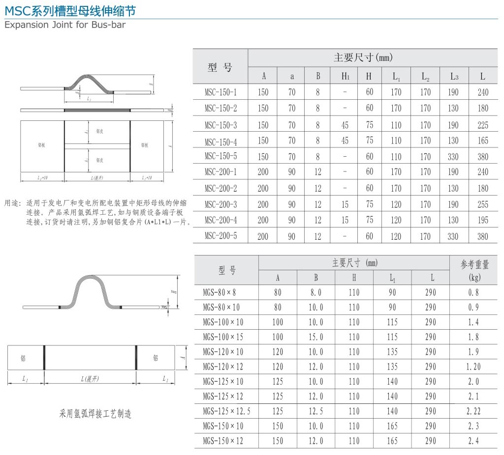 MSC系列槽型母線伸縮節(jié)