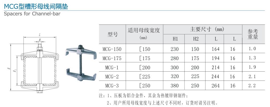 MCG型槽形母線間隔墊