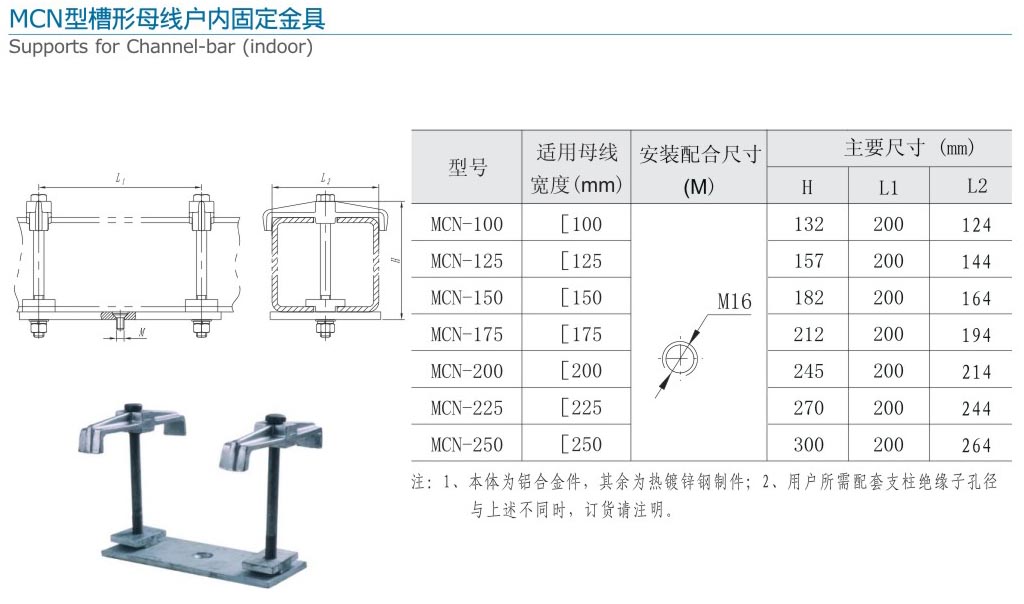 MCN型槽形母線戶內(nèi)固定金具