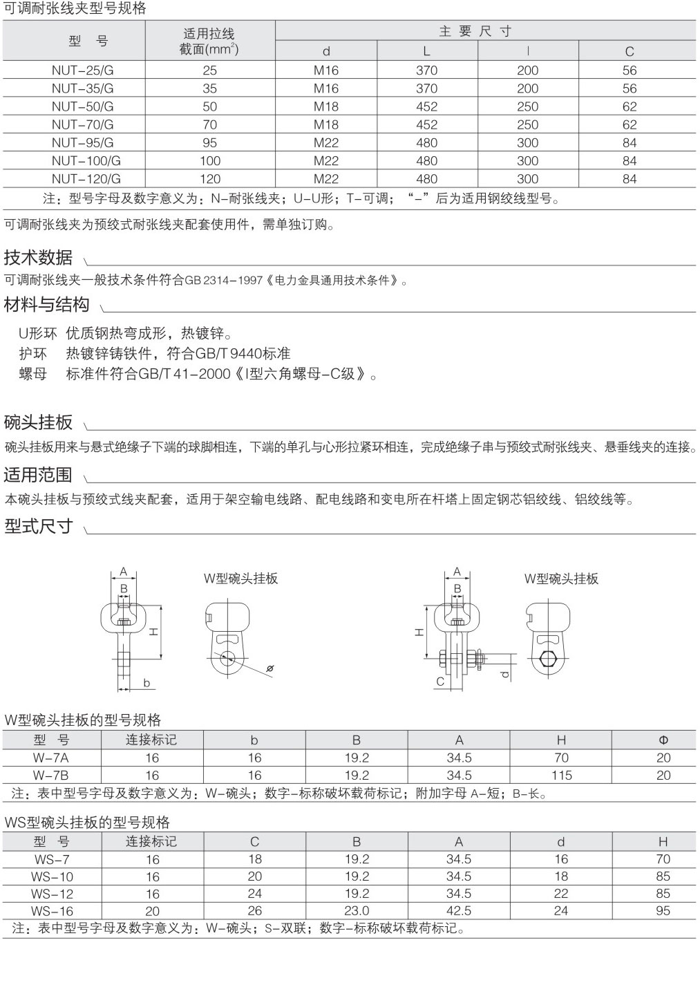 可調(diào)耐張線夾（與預絞式耐張線夾配套使用）